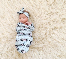 Load image into Gallery viewer, Feathers Cotton Sleepsack + Headband (2 pcs)