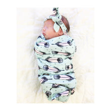 Load image into Gallery viewer, Feathers Cotton Sleepsack + Headband (2 pcs)