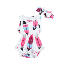 Load image into Gallery viewer, Painted Feathers Romper + Headband (2 pcs)