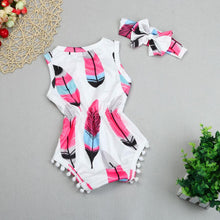 Load image into Gallery viewer, Painted Feathers Romper + Headband (2 pcs)